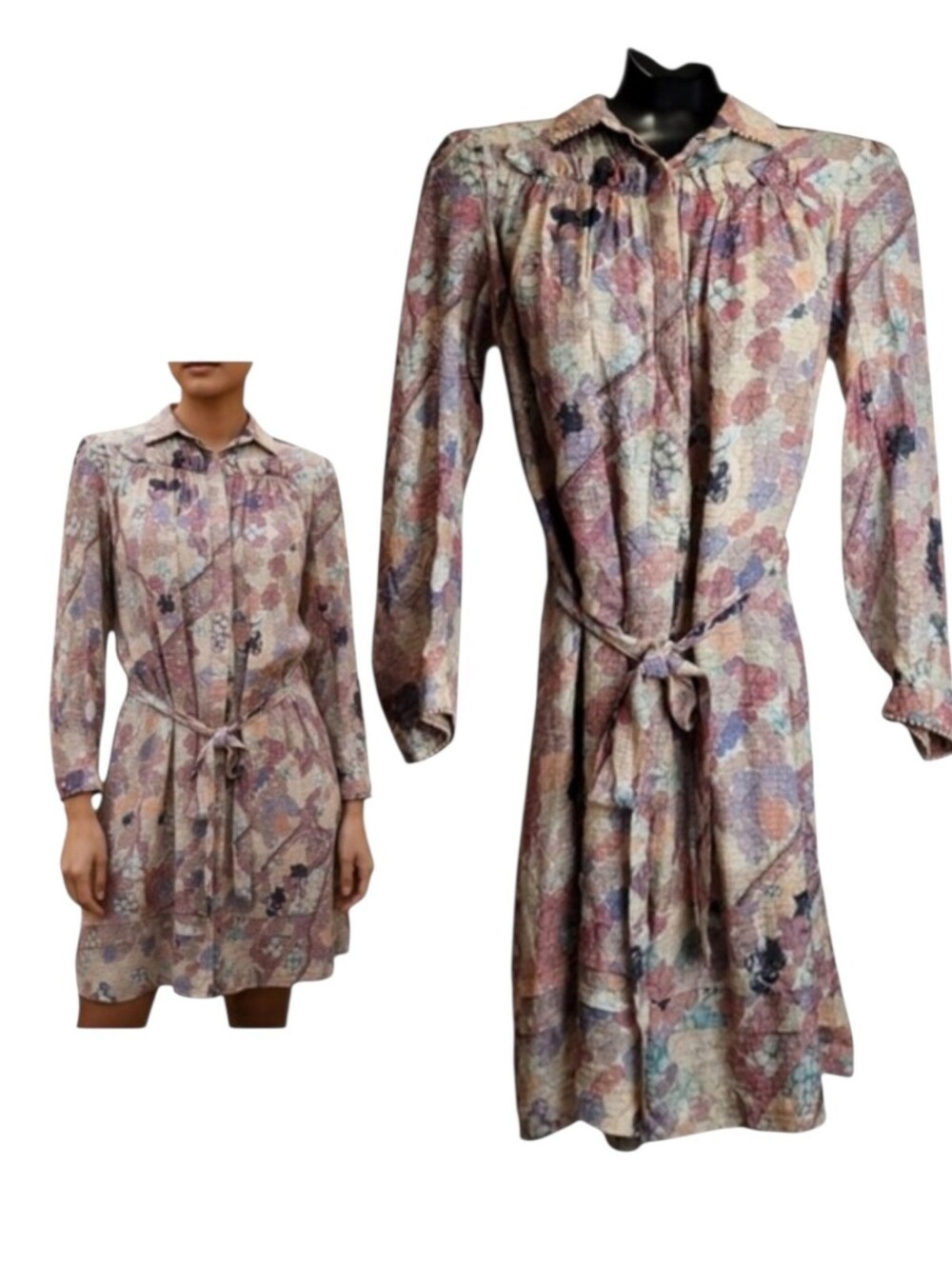 Burning Torch Women Anthropologie Silk Chiffon Pastel Floral Print Mini Dress xs